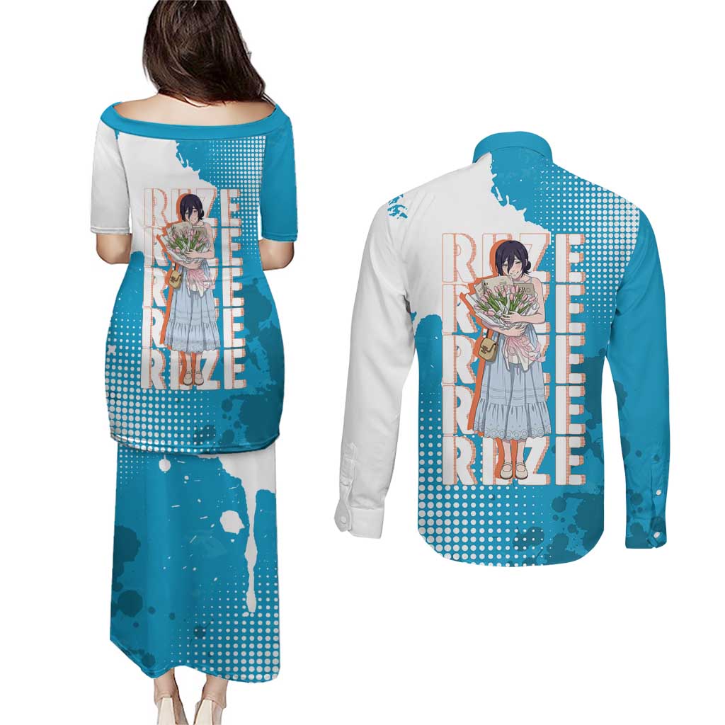 Reze Chainsaw Man Aesthetic Couples Matching Puletasi and Long Sleeve Button Shirt Soft Anime Grunge Style with Flowers
