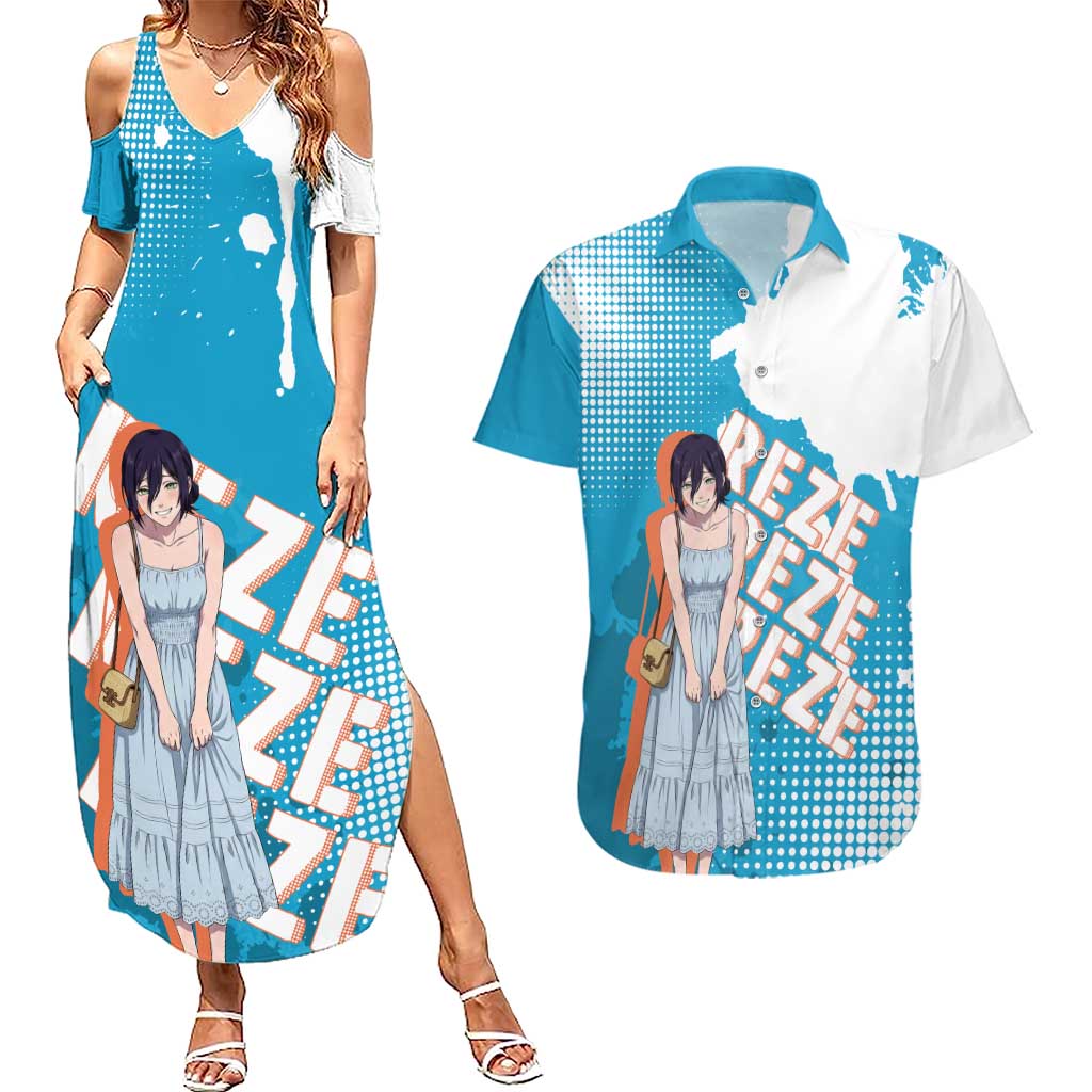 Reze Chainsaw Man Aesthetic Couples Matching Summer Maxi Dress and Hawaiian Shirt Soft Anime Grunge Style with Flowers
