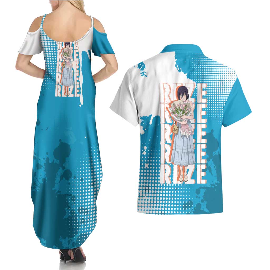 Reze Chainsaw Man Aesthetic Couples Matching Summer Maxi Dress and Hawaiian Shirt Soft Anime Grunge Style with Flowers
