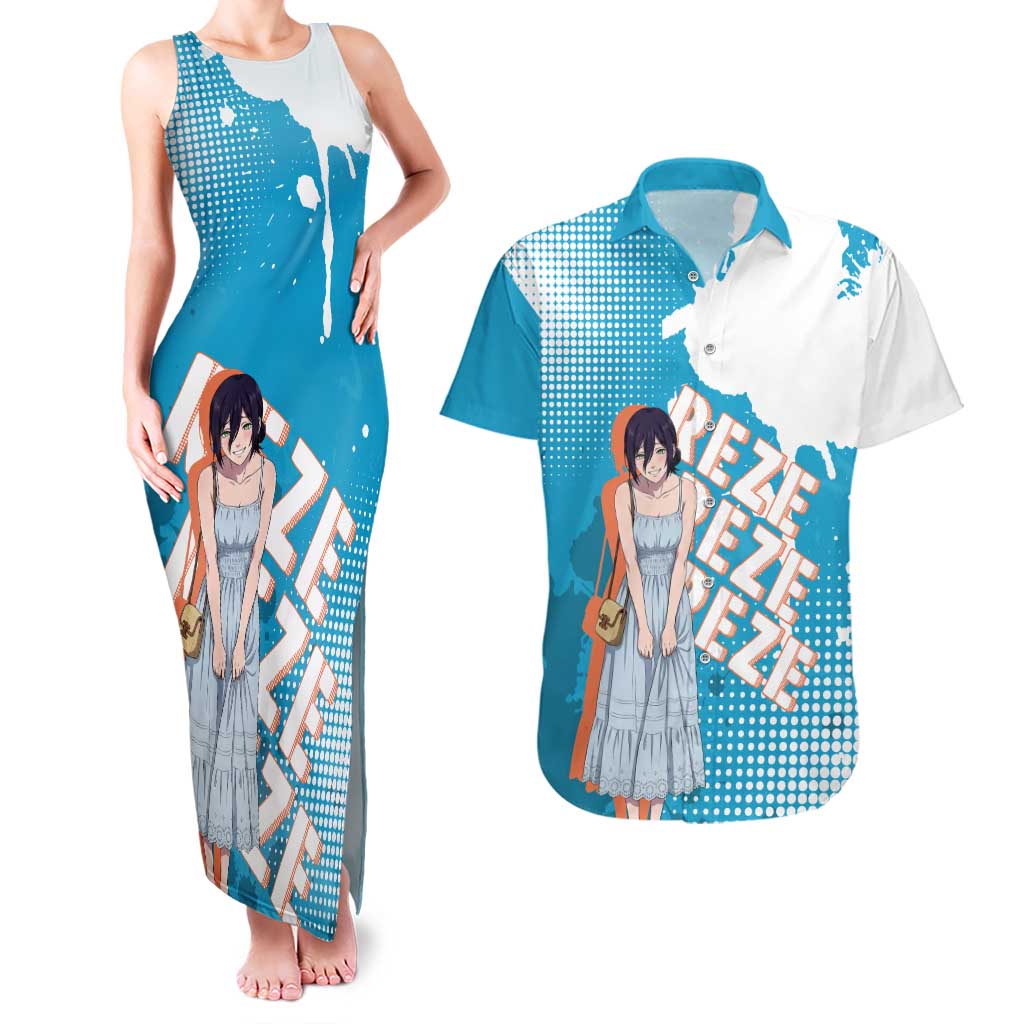 Reze Chainsaw Man Aesthetic Couples Matching Tank Maxi Dress and Hawaiian Shirt Soft Anime Grunge Style with Flowers