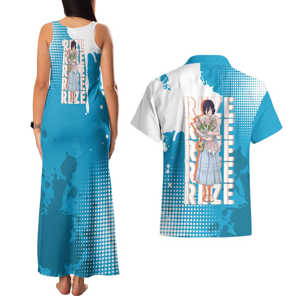 Reze Chainsaw Man Aesthetic Couples Matching Tank Maxi Dress and Hawaiian Shirt Soft Anime Grunge Style with Flowers