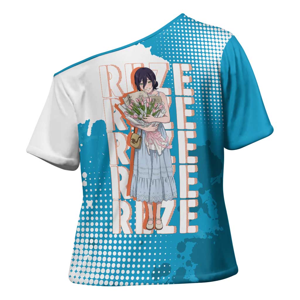 Reze Chainsaw Man Aesthetic Cross Shoulder Shirt Soft Anime Grunge Style with Flowers