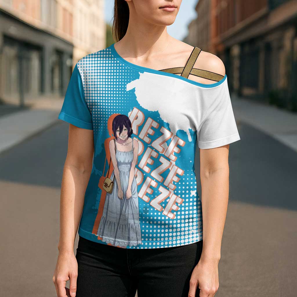 Reze Chainsaw Man Aesthetic Cross Shoulder Shirt Soft Anime Grunge Style with Flowers