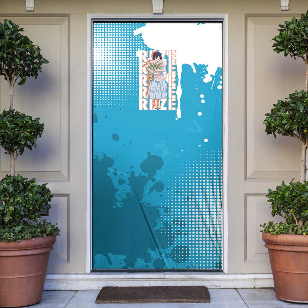 Reze Chainsaw Man Aesthetic Door Cover Soft Anime Grunge Style with Flowers