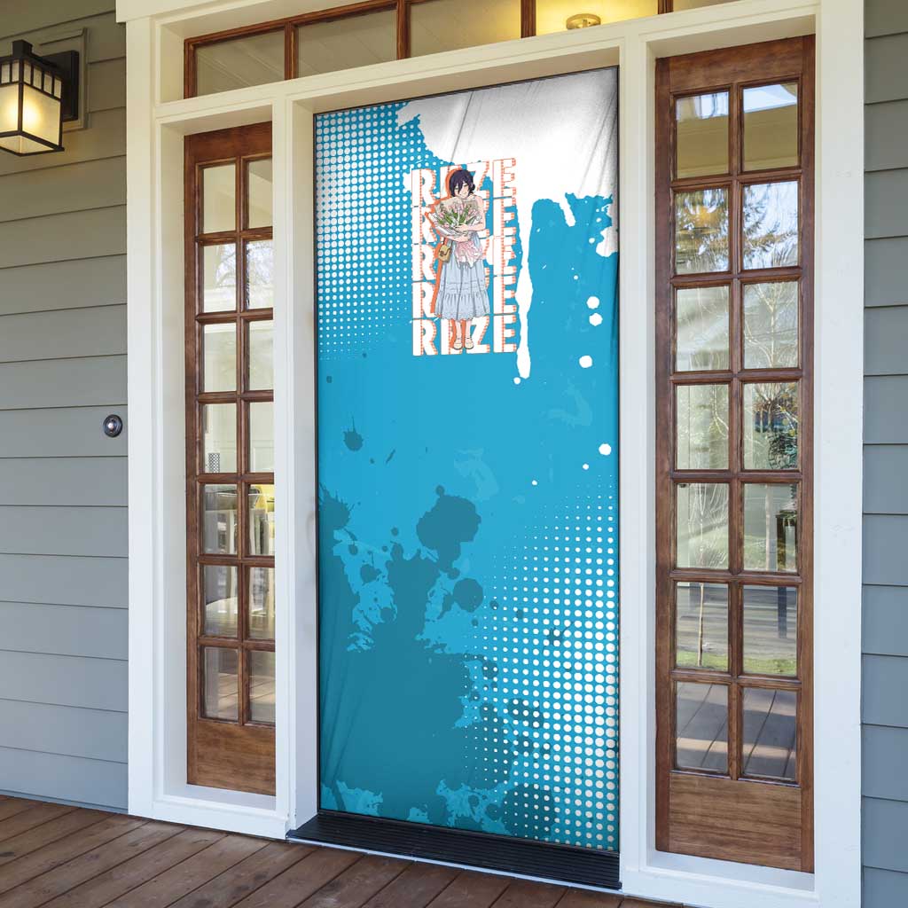 Reze Chainsaw Man Aesthetic Door Cover Soft Anime Grunge Style with Flowers