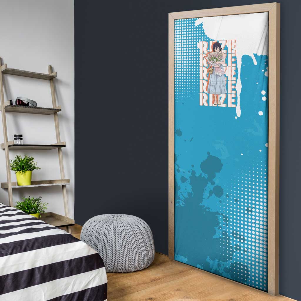 Reze Chainsaw Man Aesthetic Door Cover Soft Anime Grunge Style with Flowers
