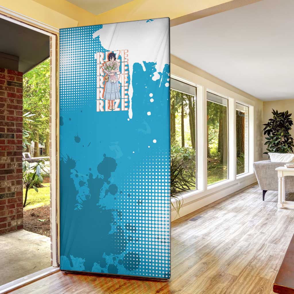 Reze Chainsaw Man Aesthetic Door Cover Soft Anime Grunge Style with Flowers