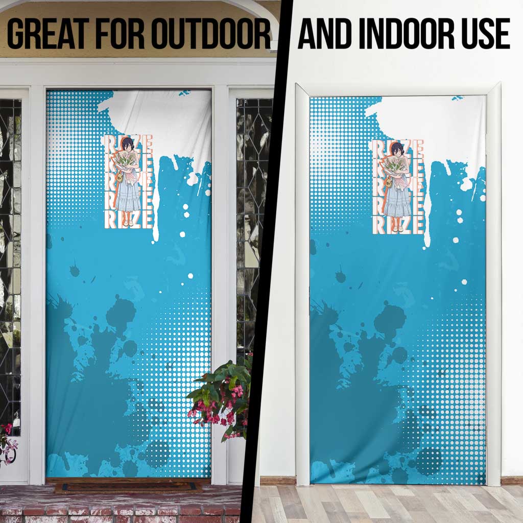 Reze Chainsaw Man Aesthetic Door Cover Soft Anime Grunge Style with Flowers