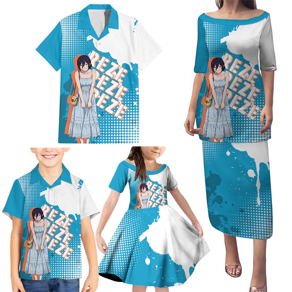 Reze Chainsaw Man Aesthetic Family Matching Puletasi and Hawaiian Shirt Soft Anime Grunge Style with Flowers