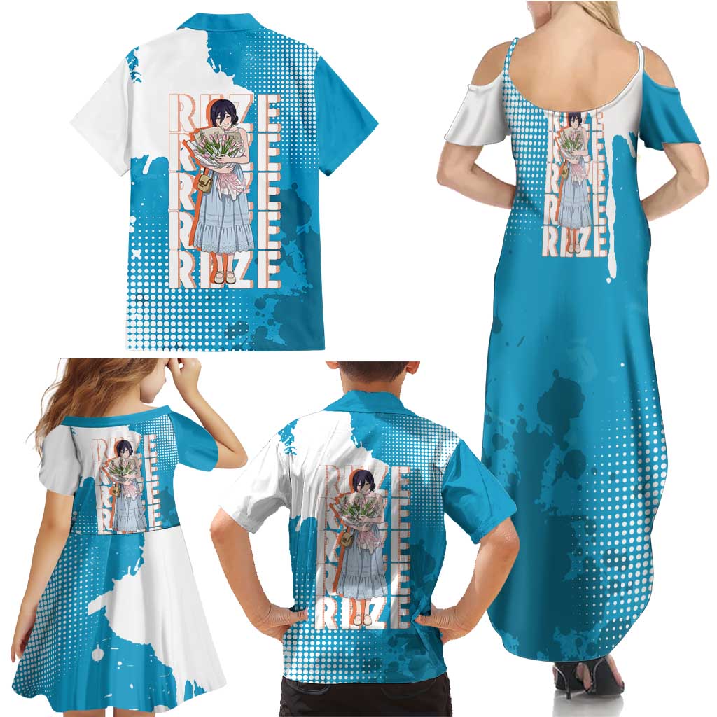 Reze Chainsaw Man Aesthetic Family Matching Summer Maxi Dress and Hawaiian Shirt Soft Anime Grunge Style with Flowers