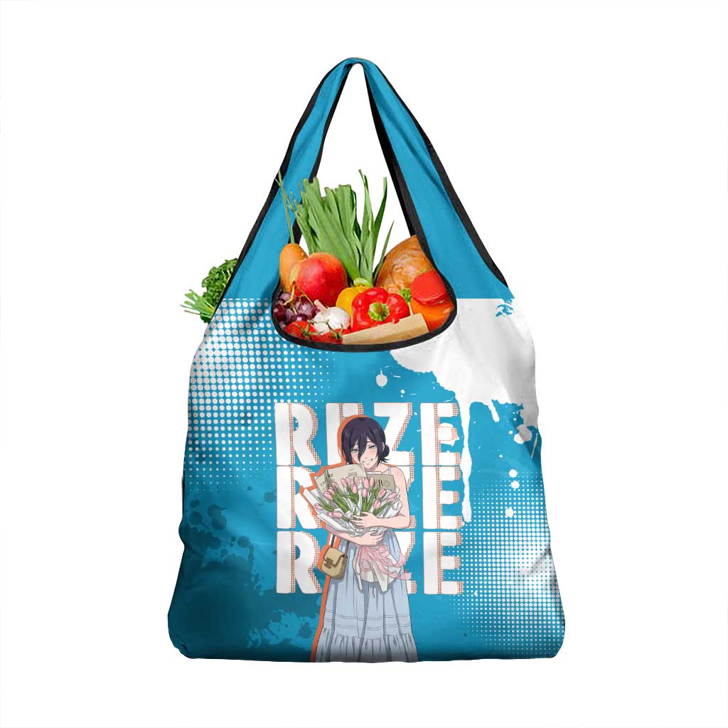 Reze Chainsaw Man Aesthetic Grocery Bag Soft Anime Grunge Style with Flowers