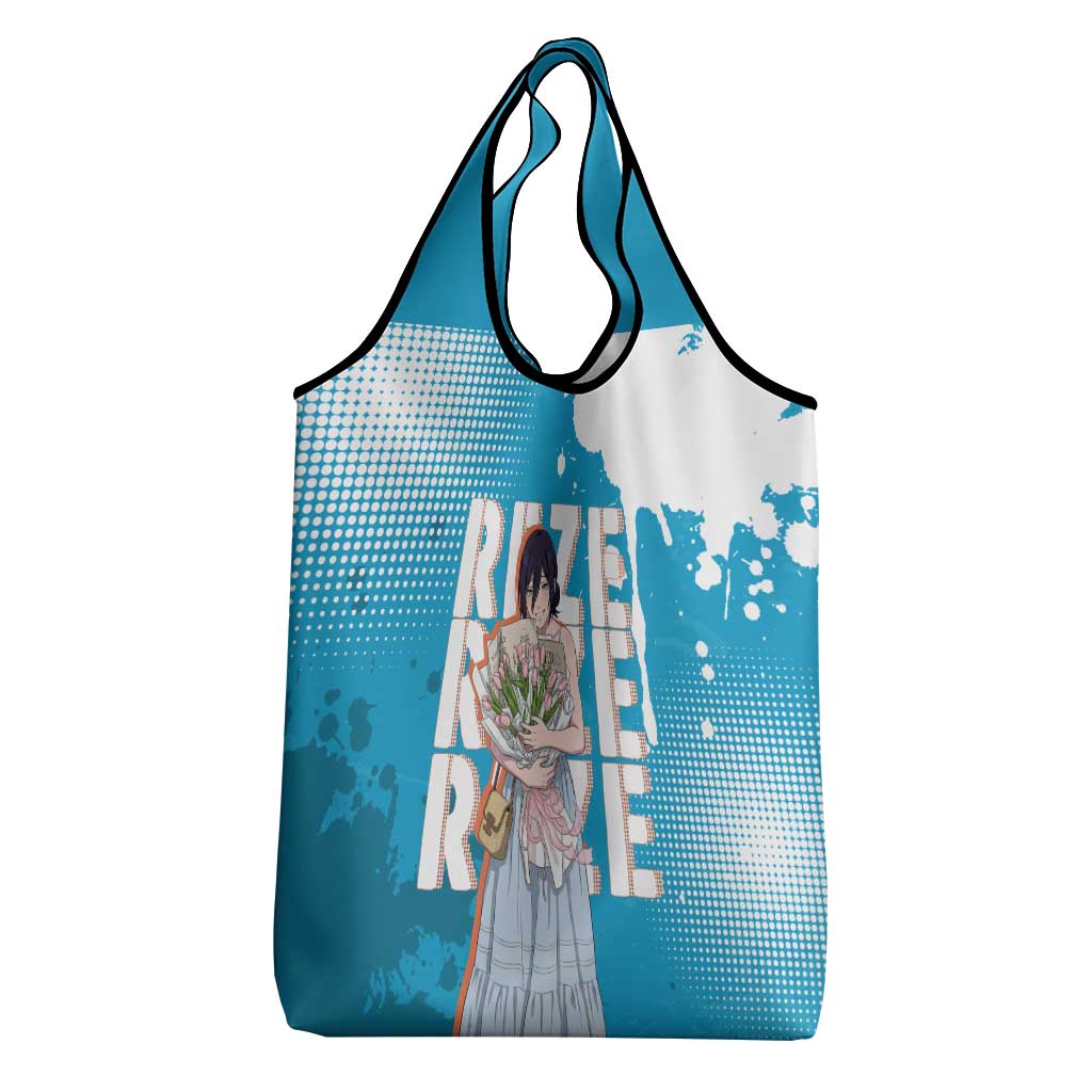 Reze Chainsaw Man Aesthetic Grocery Bag Soft Anime Grunge Style with Flowers