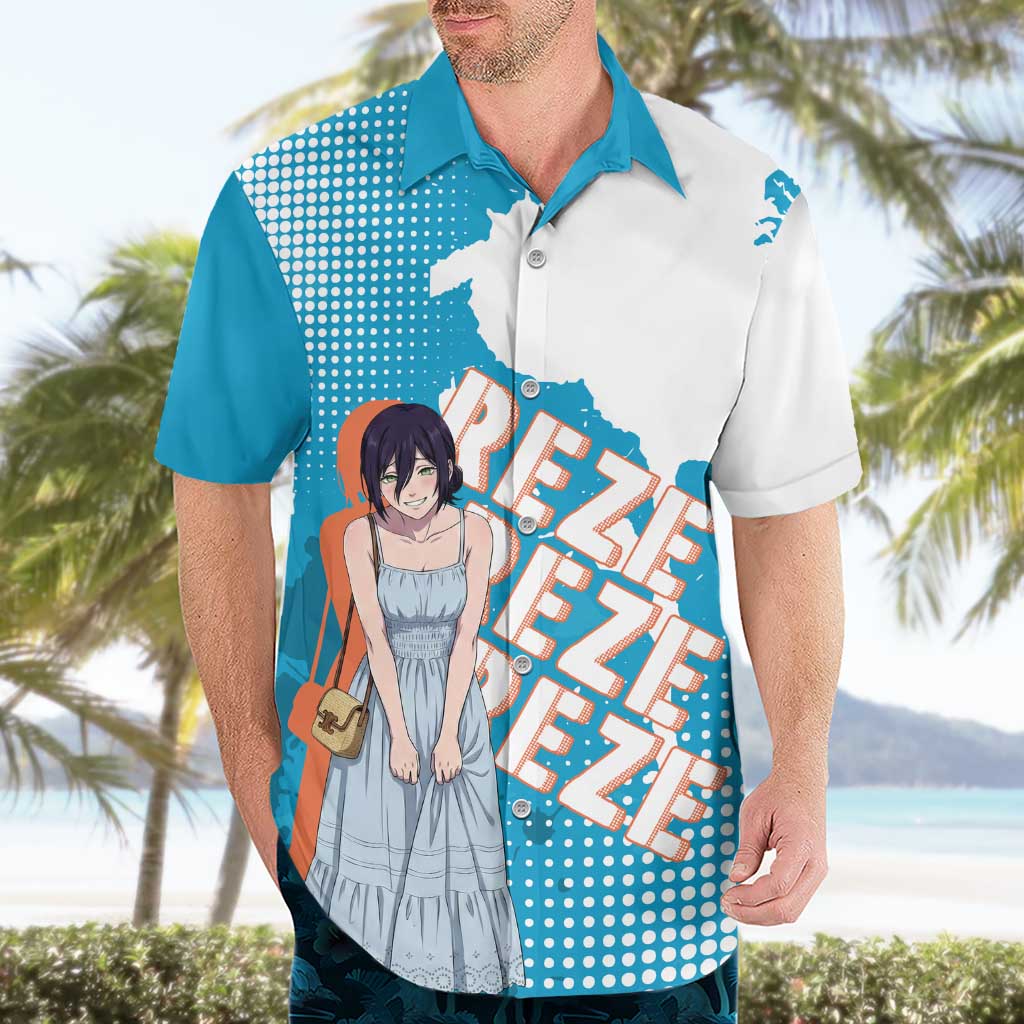 Reze Chainsaw Man Aesthetic Hawaiian Shirt Soft Anime Grunge Style with Flowers