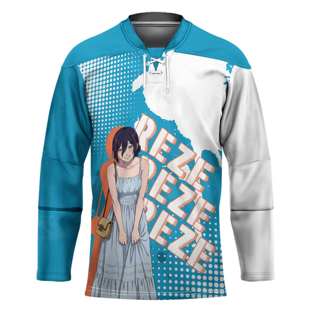 Reze Chainsaw Man Aesthetic Hockey Jersey Soft Anime Grunge Style with Flowers