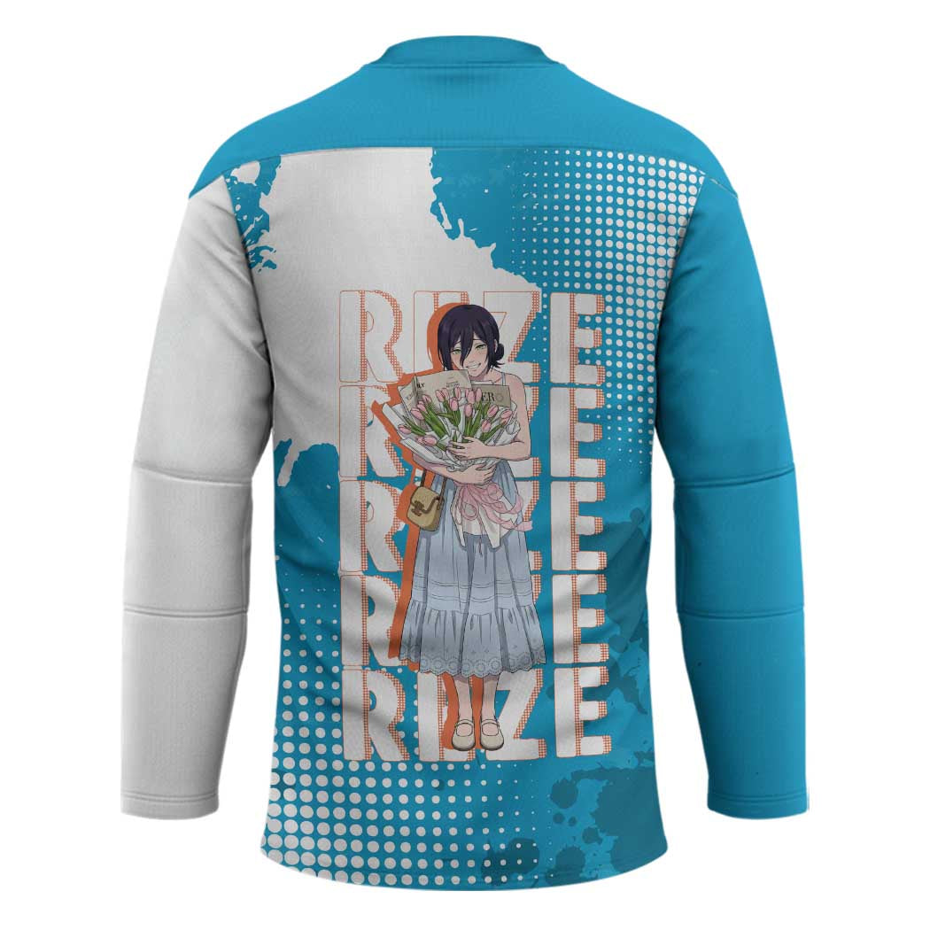 Reze Chainsaw Man Aesthetic Hockey Jersey Soft Anime Grunge Style with Flowers