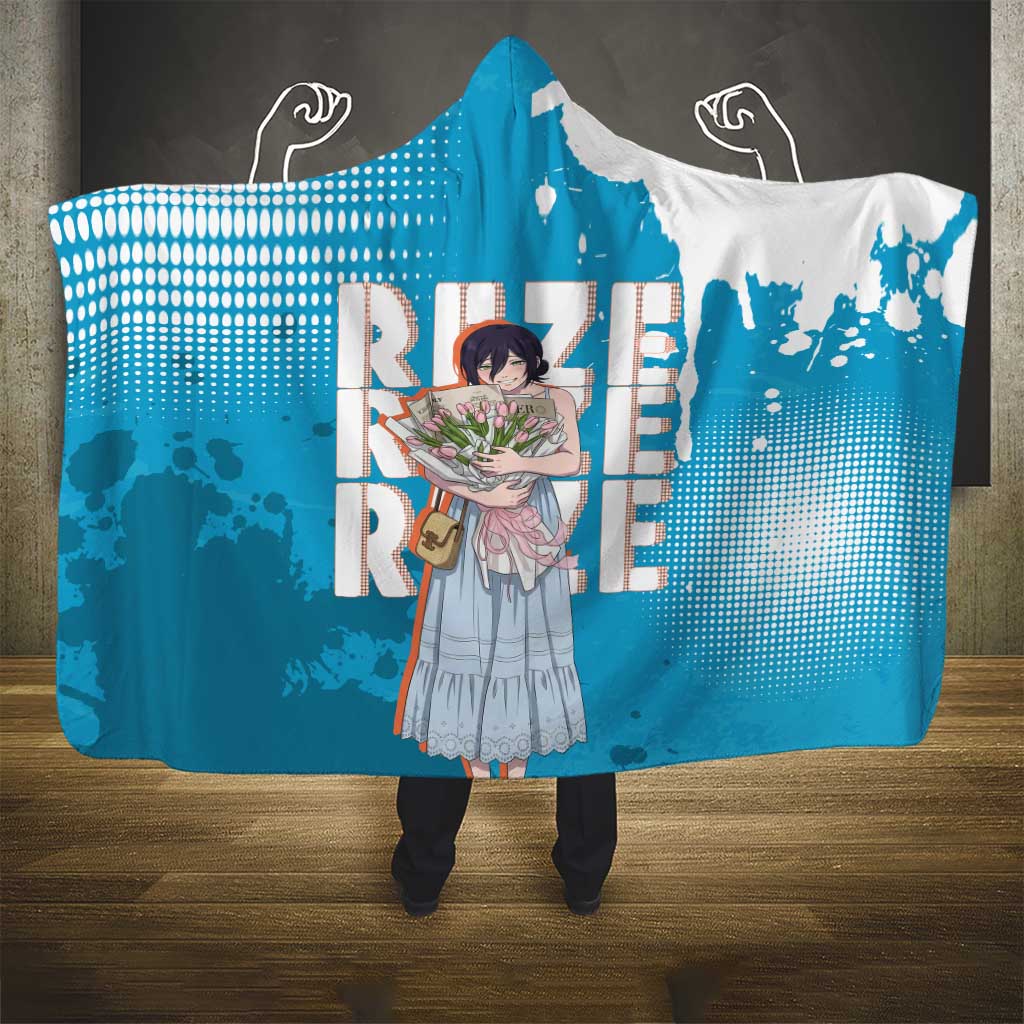 Reze Chainsaw Man Aesthetic Hooded Blanket Soft Anime Grunge Style with Flowers