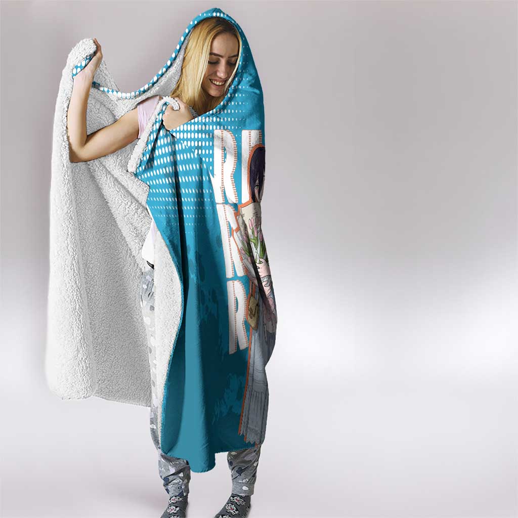 Reze Chainsaw Man Aesthetic Hooded Blanket Soft Anime Grunge Style with Flowers