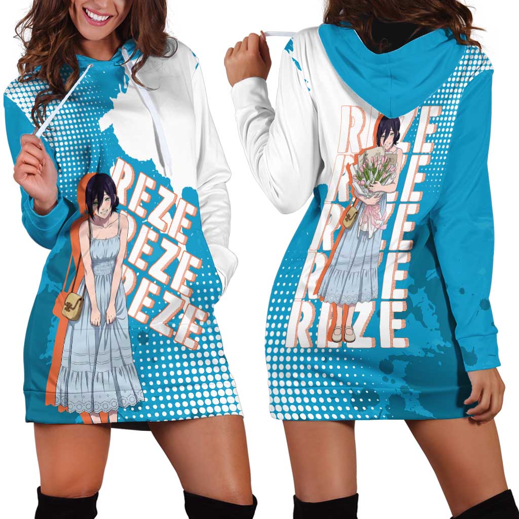 Reze Chainsaw Man Aesthetic Hoodie Dress Soft Anime Grunge Style with Flowers