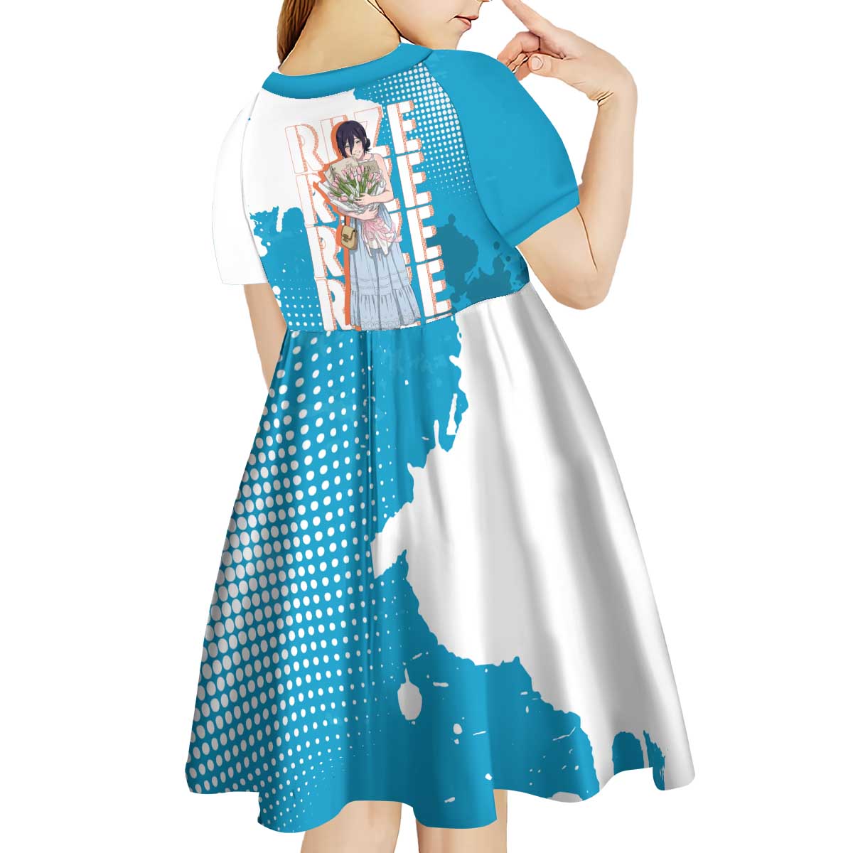 Reze Chainsaw Man Aesthetic Kid Short Sleeve Dress Soft Anime Grunge Style with Flowers