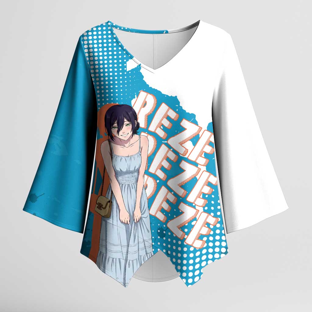 Reze Chainsaw Man Aesthetic Kimono Sleeve Blouse Soft Anime Grunge Style with Flowers