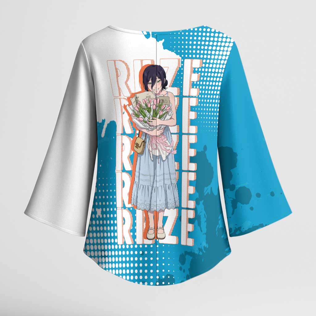 Reze Chainsaw Man Aesthetic Kimono Sleeve Blouse Soft Anime Grunge Style with Flowers