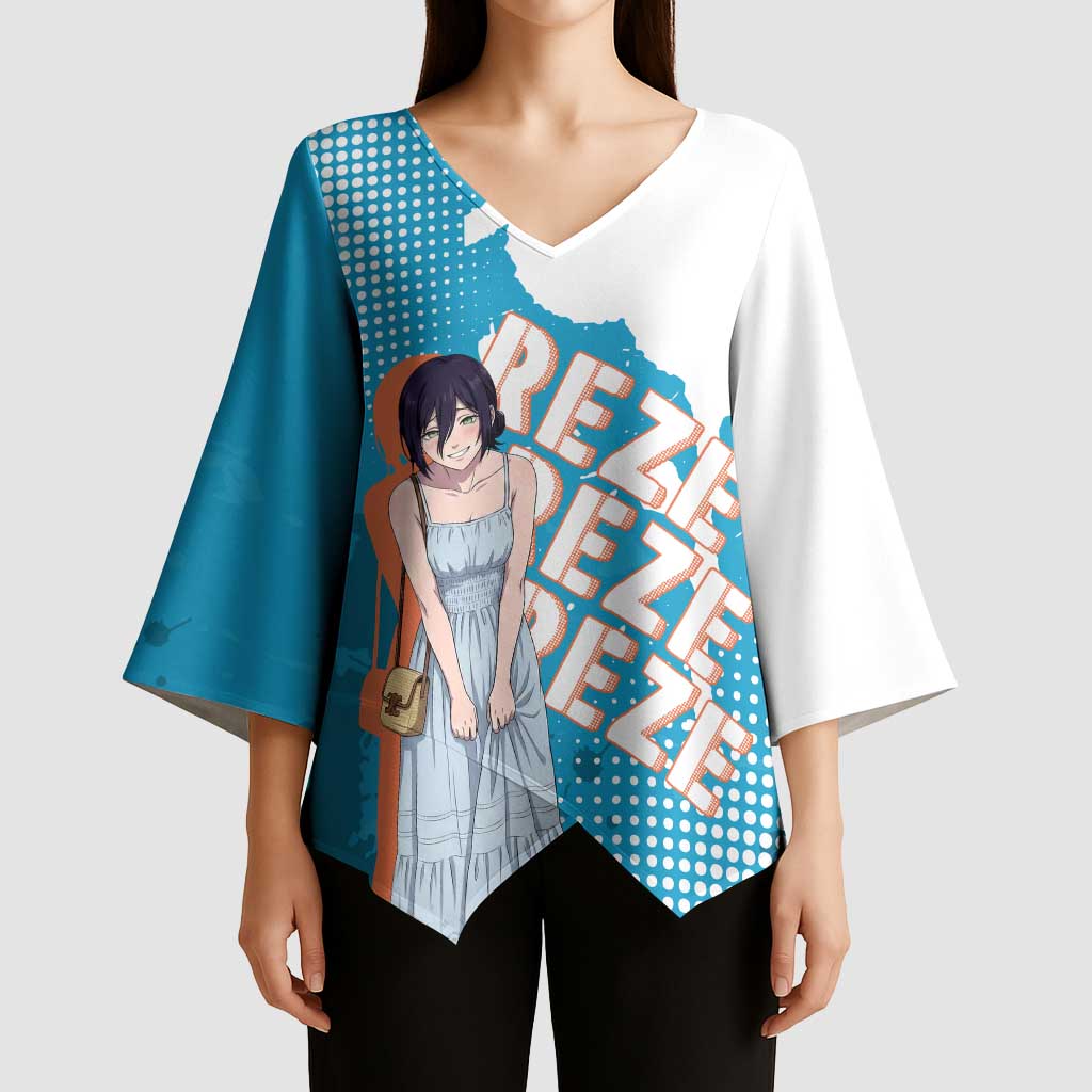 Reze Chainsaw Man Aesthetic Kimono Sleeve Blouse Soft Anime Grunge Style with Flowers