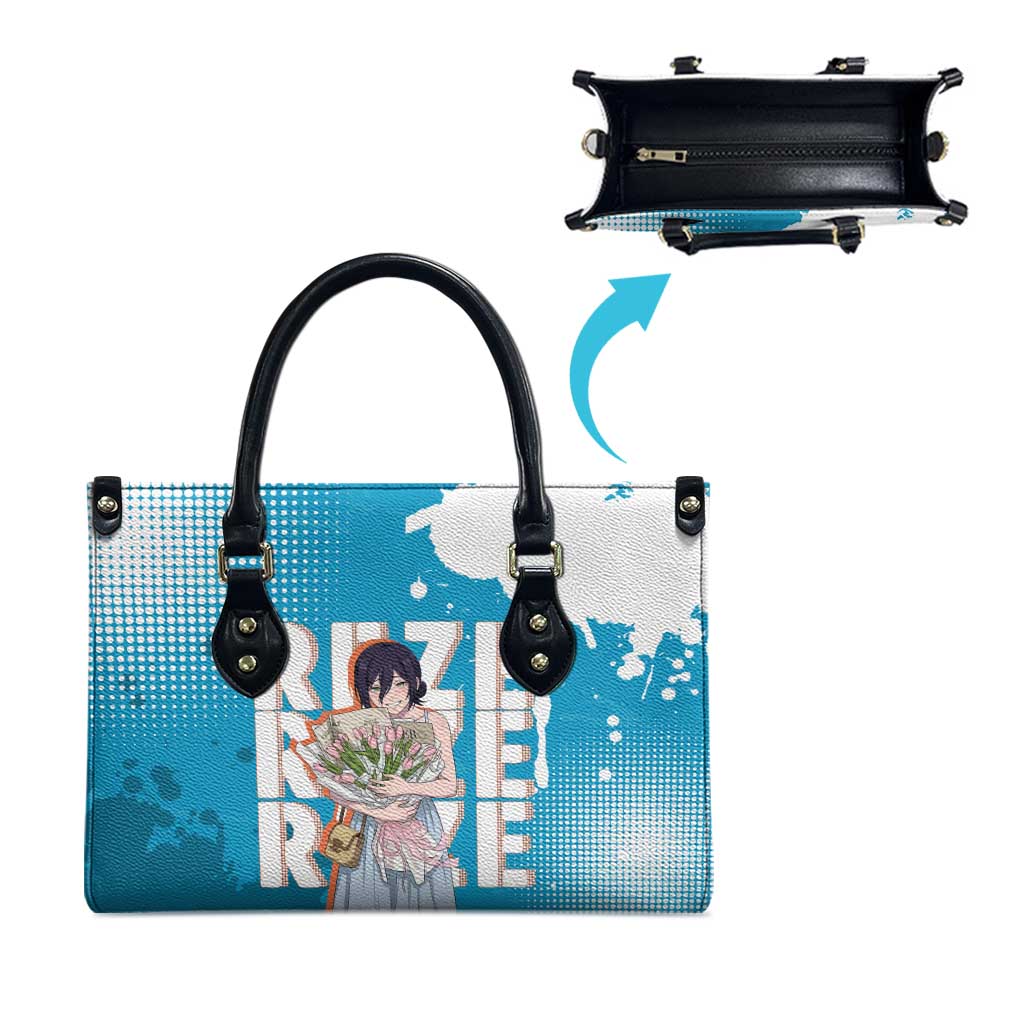 Reze Chainsaw Man Aesthetic Leather Bag Soft Anime Grunge Style with Flowers