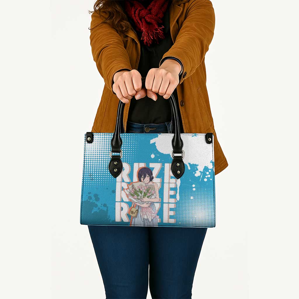 Reze Chainsaw Man Aesthetic Leather Bag Soft Anime Grunge Style with Flowers