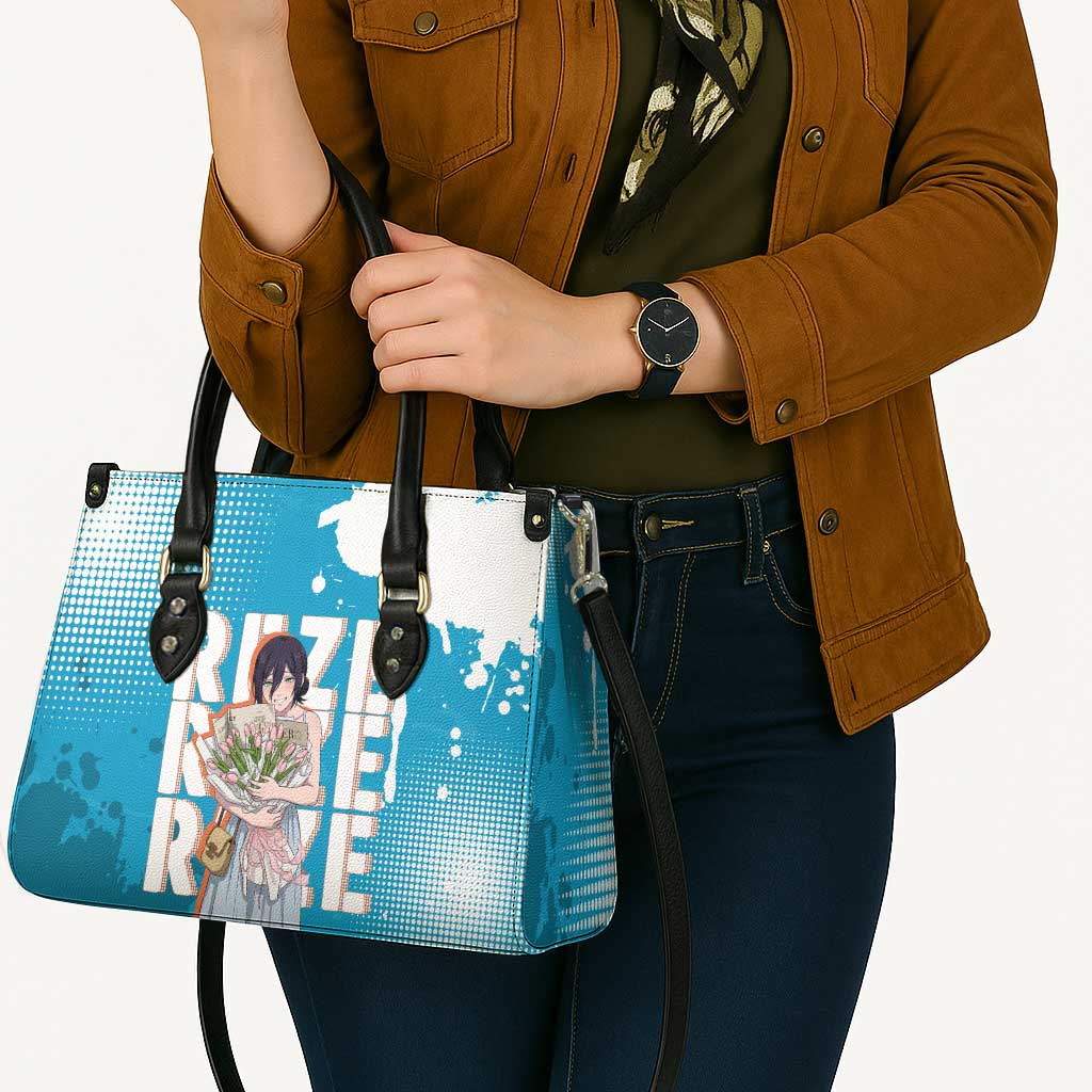 Reze Chainsaw Man Aesthetic Leather Bag Soft Anime Grunge Style with Flowers