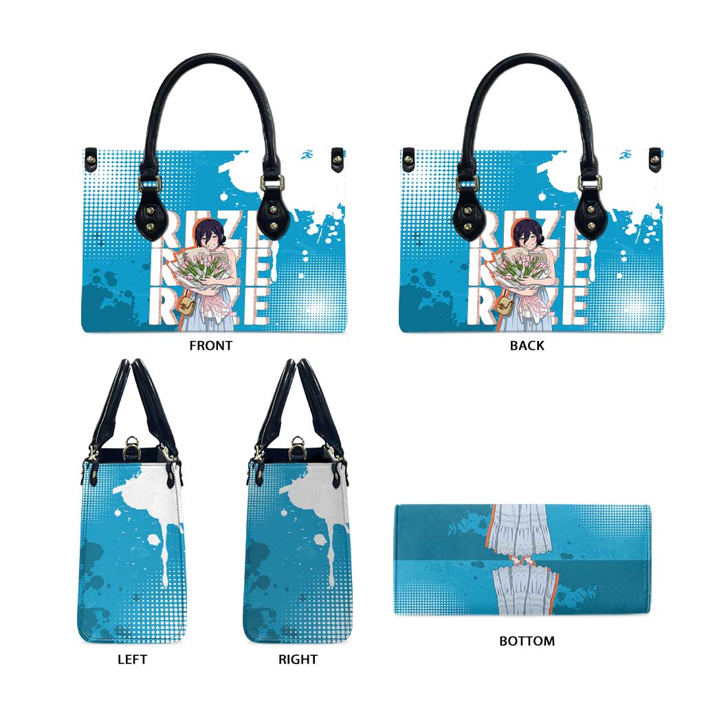 Reze Chainsaw Man Aesthetic Leather Bag Soft Anime Grunge Style with Flowers