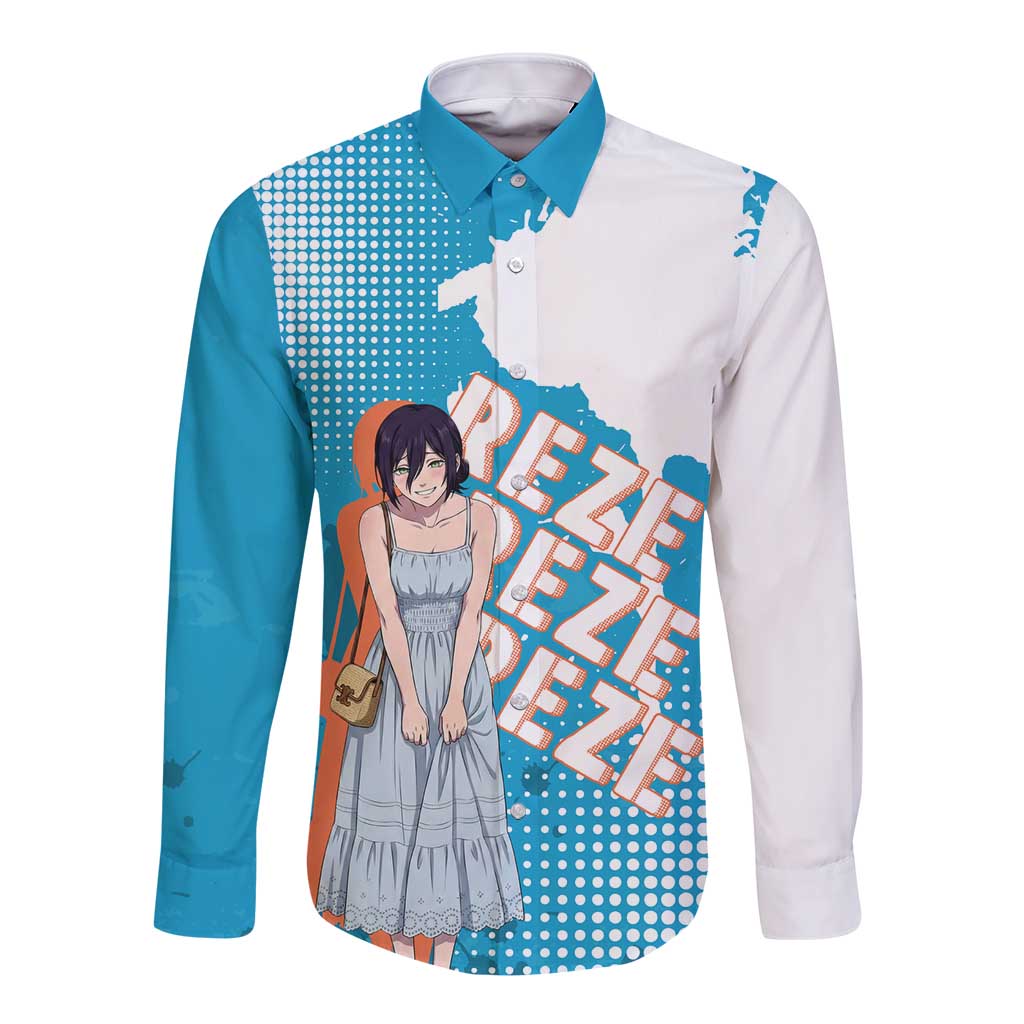 Reze Chainsaw Man Aesthetic Long Sleeve Button Shirt Soft Anime Grunge Style with Flowers