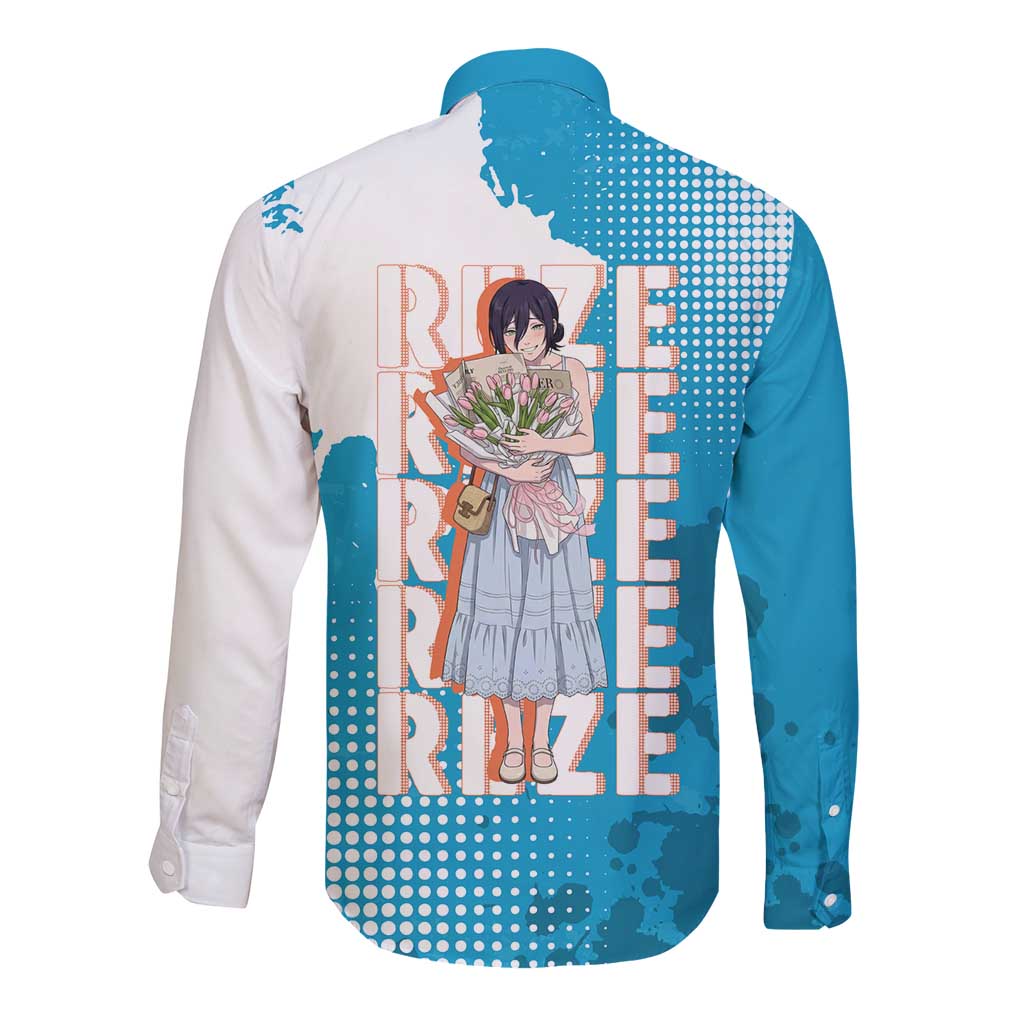 Reze Chainsaw Man Aesthetic Long Sleeve Button Shirt Soft Anime Grunge Style with Flowers