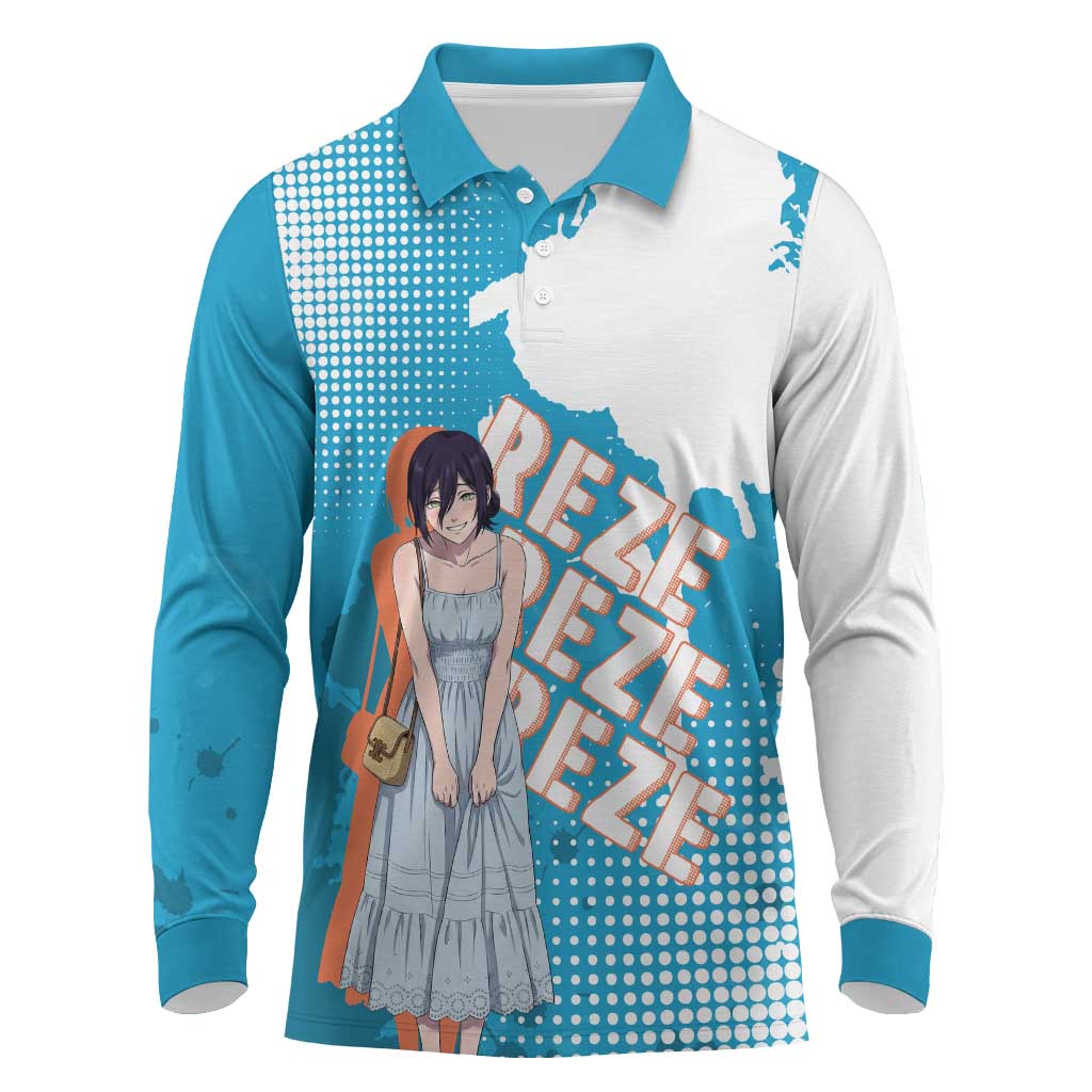 Reze Chainsaw Man Aesthetic Long Sleeve Polo Shirt Soft Anime Grunge Style with Flowers