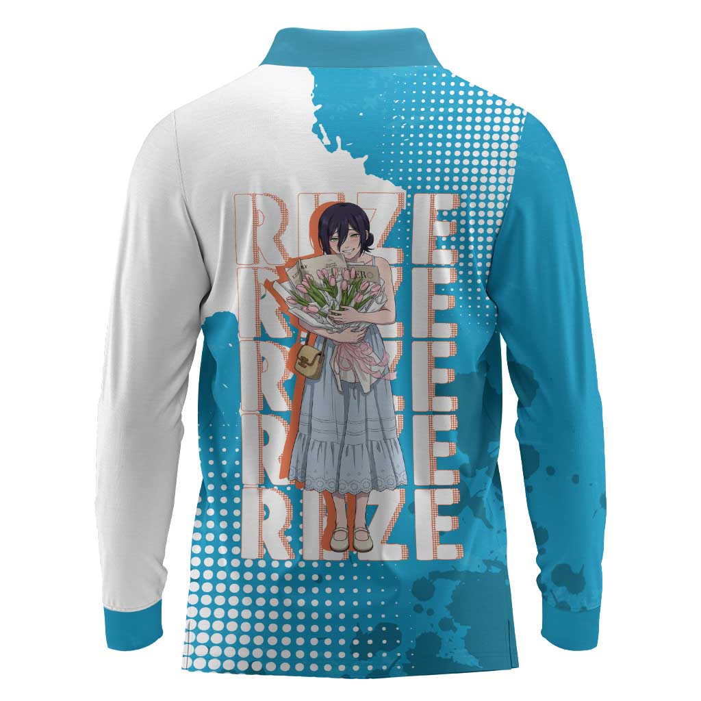 Reze Chainsaw Man Aesthetic Long Sleeve Polo Shirt Soft Anime Grunge Style with Flowers