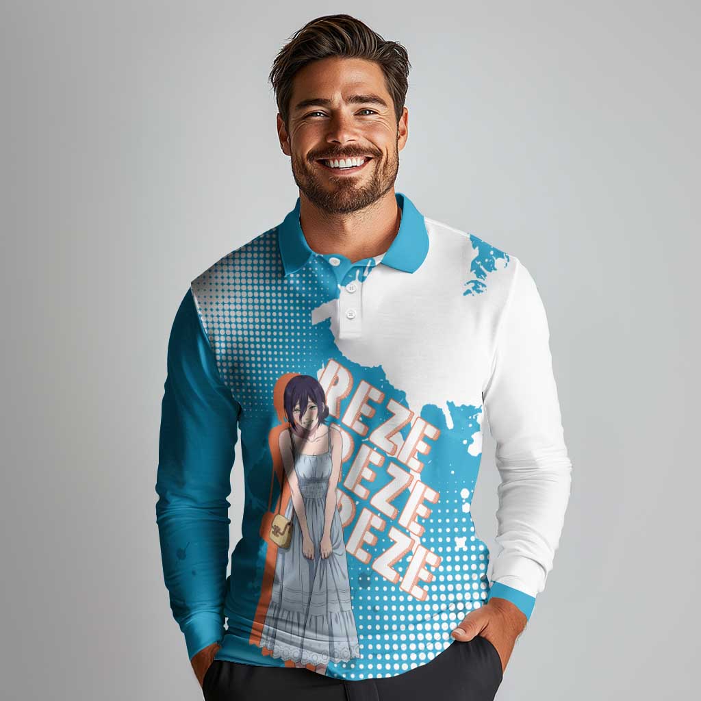 Reze Chainsaw Man Aesthetic Long Sleeve Polo Shirt Soft Anime Grunge Style with Flowers
