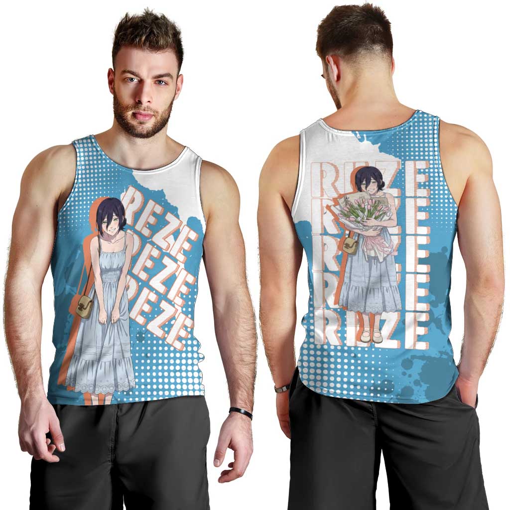 Reze Chainsaw Man Aesthetic Men Tank Top Soft Anime Grunge Style with Flowers