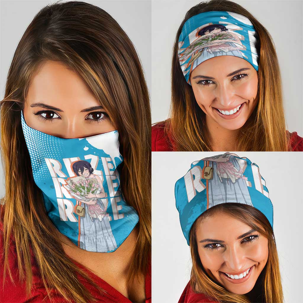 Reze Chainsaw Man Aesthetic Neck Gaiter Soft Anime Grunge Style with Flowers