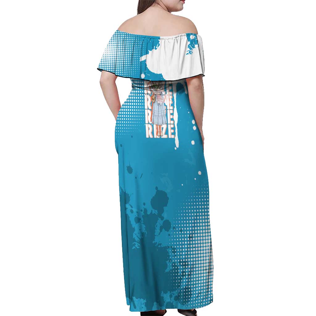 Reze Chainsaw Man Aesthetic Off Shoulder Maxi Dress Soft Anime Grunge Style with Flowers