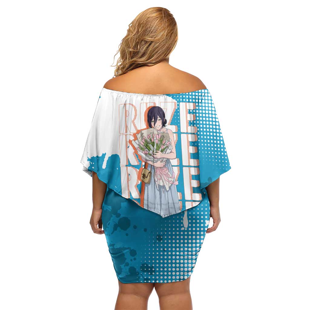 Reze Chainsaw Man Aesthetic Off Shoulder Short Dress Soft Anime Grunge Style with Flowers