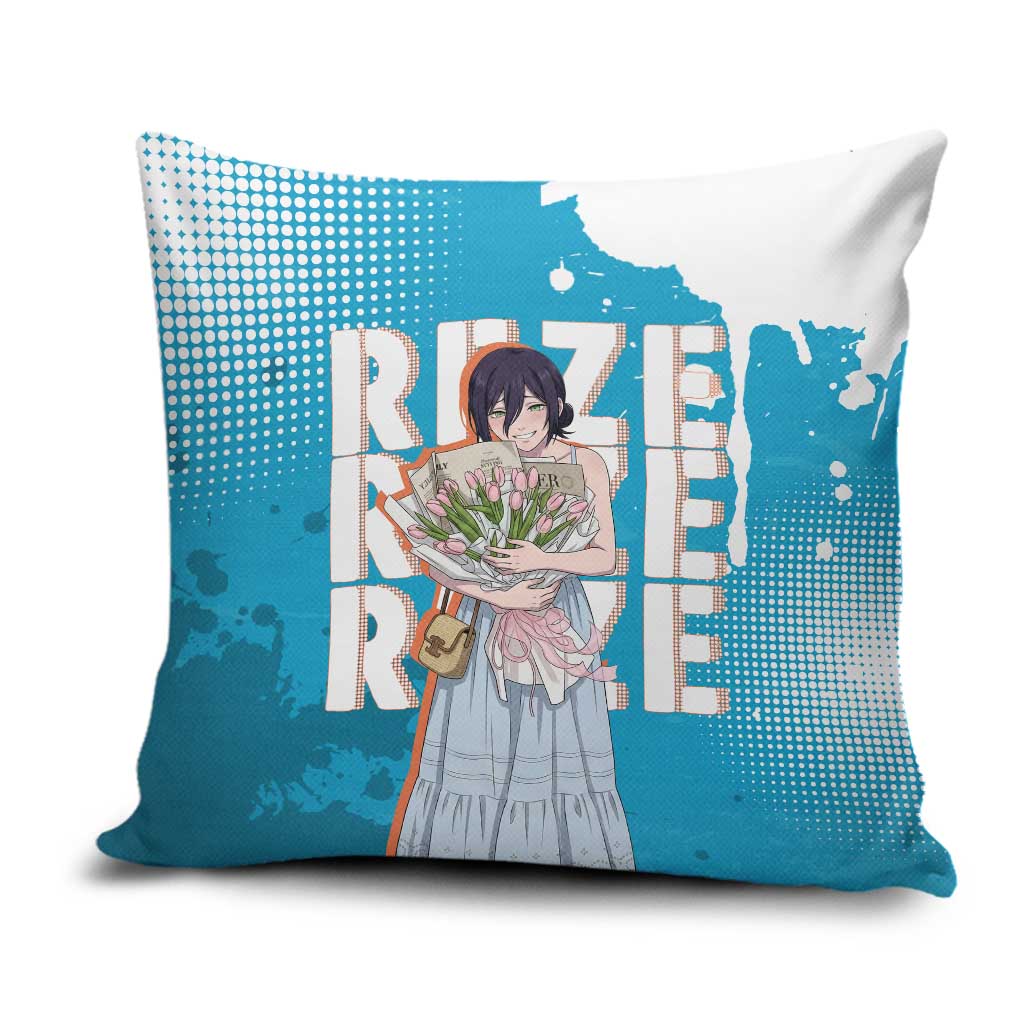 Reze Chainsaw Man Aesthetic Pillow Cover Soft Anime Grunge Style with Flowers