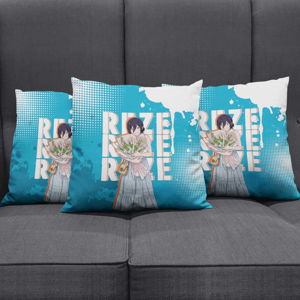 Reze Chainsaw Man Aesthetic Pillow Cover Soft Anime Grunge Style with Flowers