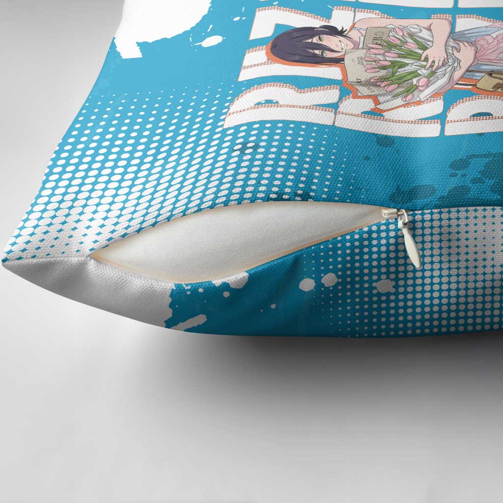 Reze Chainsaw Man Aesthetic Pillow Cover Soft Anime Grunge Style with Flowers