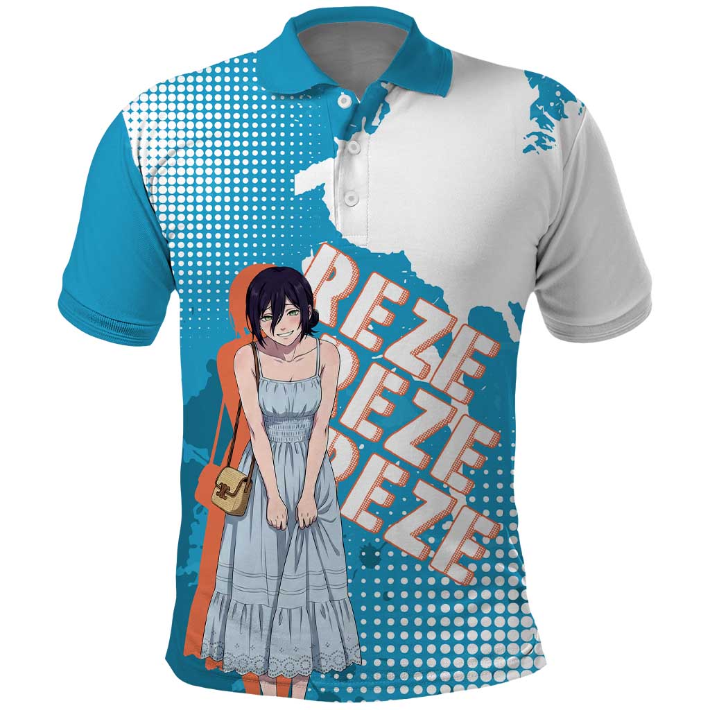 Reze Chainsaw Man Aesthetic Polo Shirt Soft Anime Grunge Style with Flowers