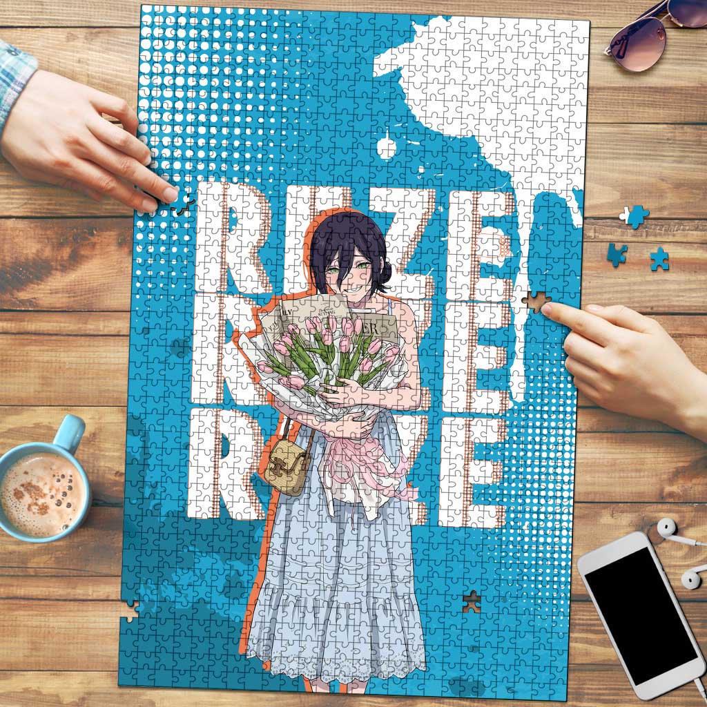 Reze Chainsaw Man Aesthetic Puzzle Soft Anime Grunge Style with Flowers