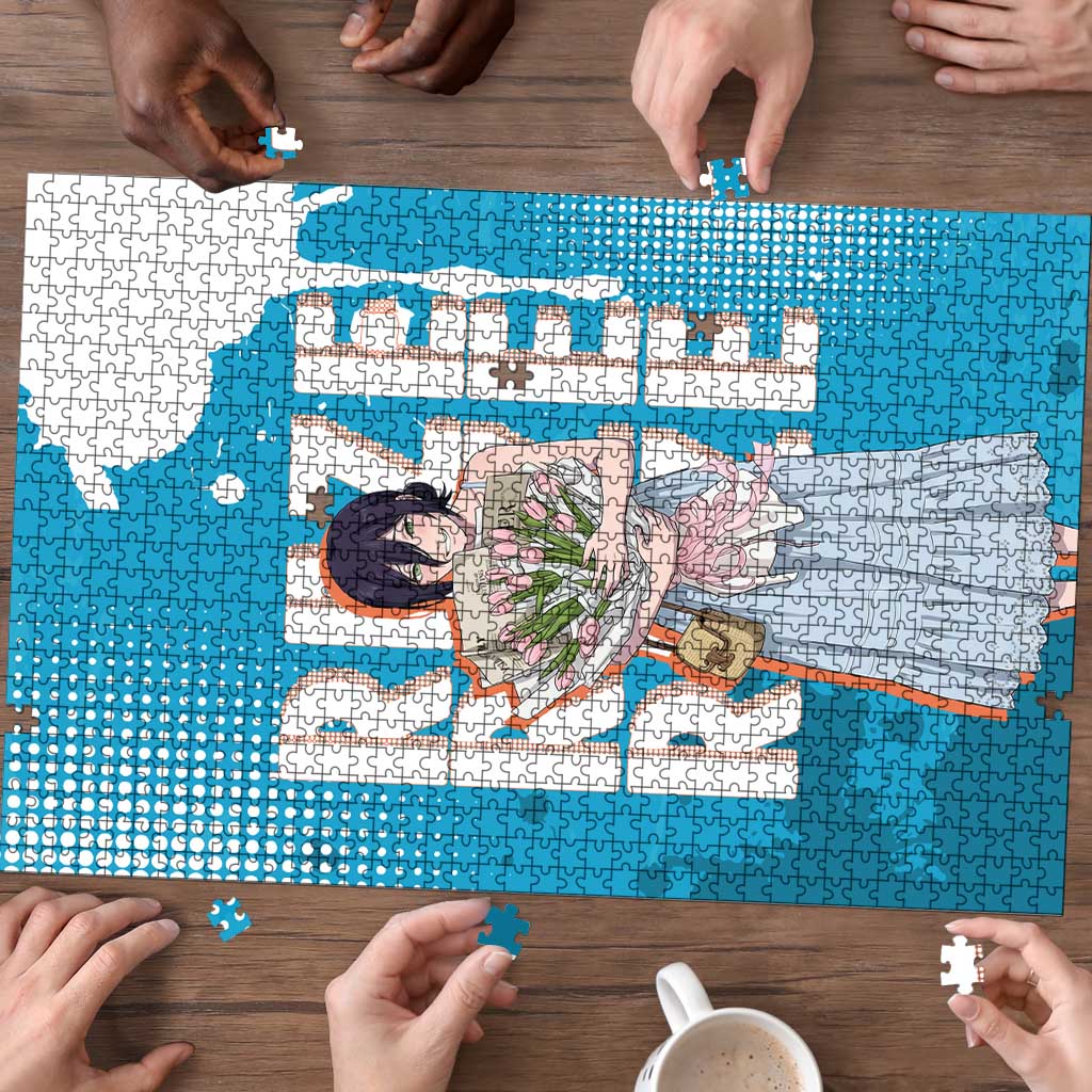 Reze Chainsaw Man Aesthetic Puzzle Soft Anime Grunge Style with Flowers
