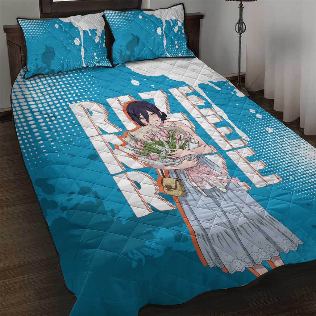 Reze Chainsaw Man Aesthetic Quilt Bed Set Soft Anime Grunge Style with Flowers