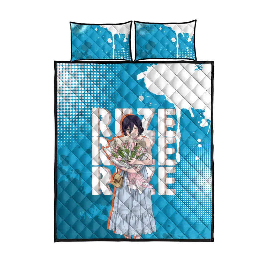 Reze Chainsaw Man Aesthetic Quilt Bed Set Soft Anime Grunge Style with Flowers
