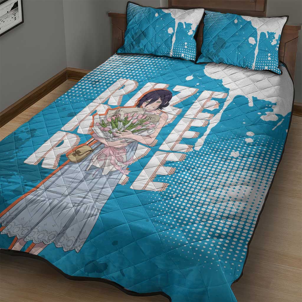 Reze Chainsaw Man Aesthetic Quilt Bed Set Soft Anime Grunge Style with Flowers