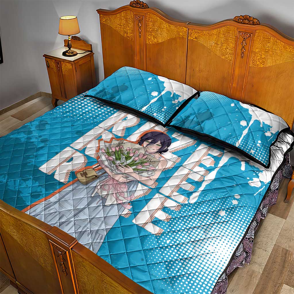 Reze Chainsaw Man Aesthetic Quilt Bed Set Soft Anime Grunge Style with Flowers