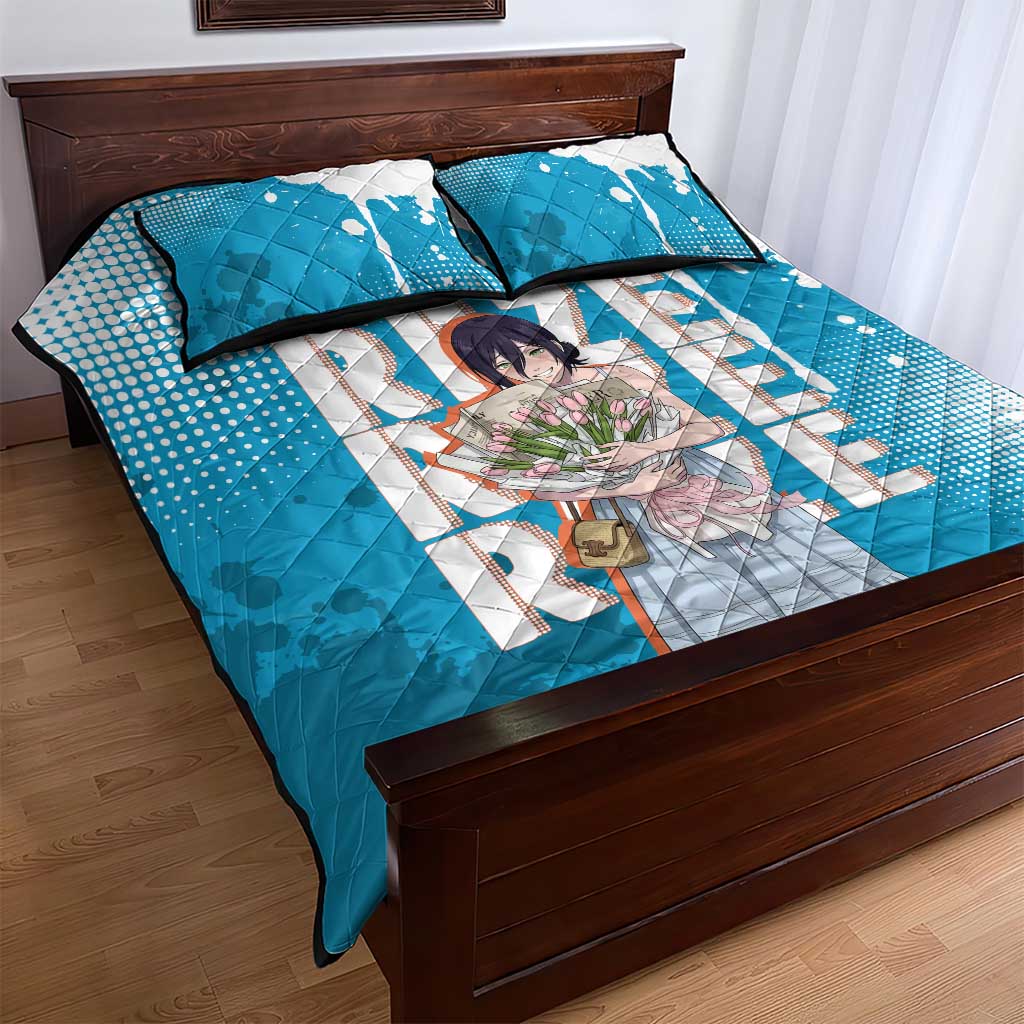 Reze Chainsaw Man Aesthetic Quilt Bed Set Soft Anime Grunge Style with Flowers